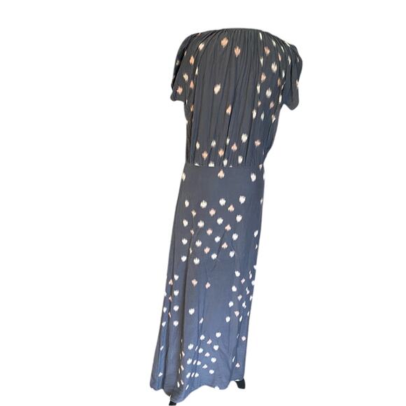 Parker Gray and Cream Patterned silk Maxi Dress XS Ikat dot boho summer - Picture 2 of 9